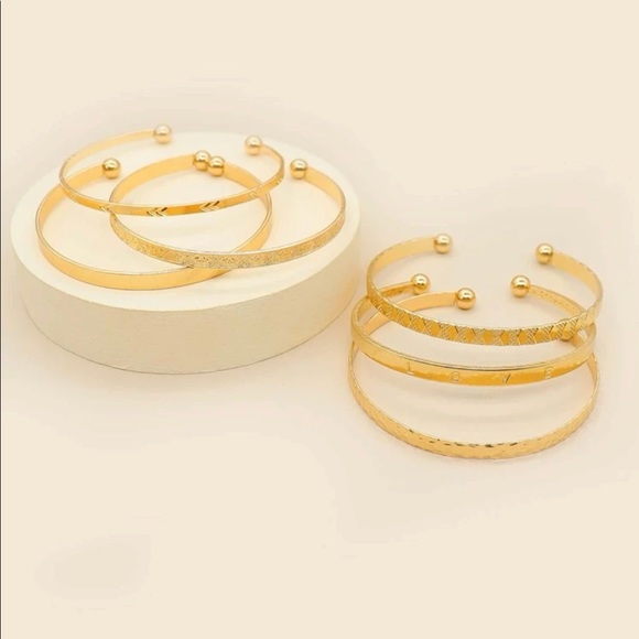 6pcs Textured Metal Bracelet - Picture 3 of 4